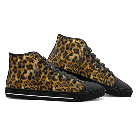 High-Top Canvas Shoes Leopard Fur Pattern