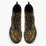 Casual Leather Chunky Boots Leopard Fur Pattern