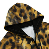 Men's Zip Up Hoodie Leopard Fur Pattern