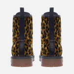 Leather Boots Leopard Fur Pattern