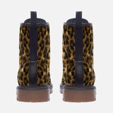 Leather Boots Leopard Fur Pattern