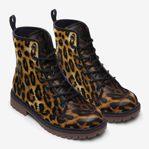 Leather Boots Leopard Pattern
