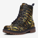 Leather Boots Golden Tiger Pattern