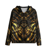 Men's Zip Up Hoodie Golden Tiger Pattern