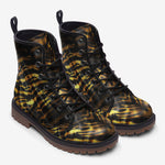 Leather Boots Golden Tiger Pattern