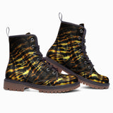 Leather Boots Golden Tiger Pattern