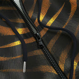 Men's Zip Up Hoodie Golden Tiger Pattern