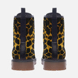 Leather Boots Gold and Black Leopard Texture