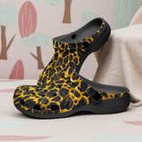 Classic Clogs Gold and Black Leopard Texture