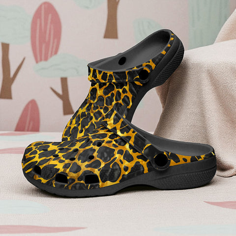 Classic Clogs Gold and Black Leopard Texture
