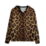 Men's Zip Up Hoodie Leopard Art Texture