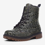 Leather Boots Gray Alligator Pattern Print