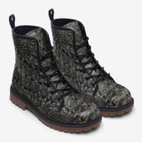 Leather Boots Gray Alligator Pattern Print