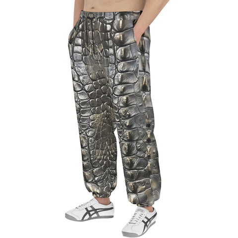 Men's Sweatpants Gray Alligator Pattern Print