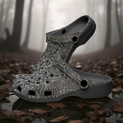 Classic Clogs Gray Alligator Pattern Print