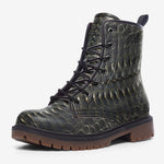 Leather Boots Black Alligator Pattern Print