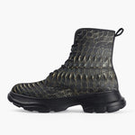 Casual Leather Chunky Boots Black Alligator Pattern Print