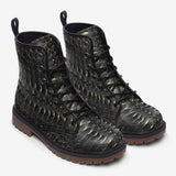 Leather Boots Black Alligator Pattern Print