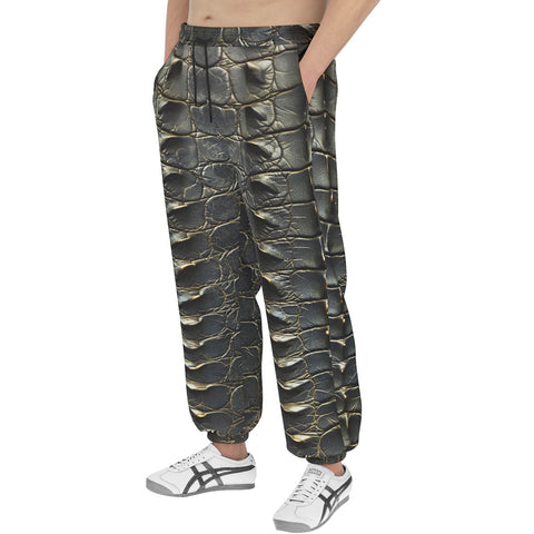 Men's Sweatpants Black Alligator Pattern Print