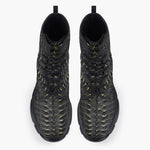 Casual Leather Chunky Boots Black Alligator Pattern Print