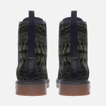 Leather Boots Black Alligator Pattern Print