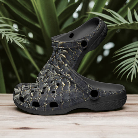 Classic Clogs Black Alligator Pattern Print