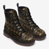 Leather Boots Gold Alligator Pattern Print