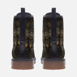 Leather Boots Gold Alligator Pattern Print