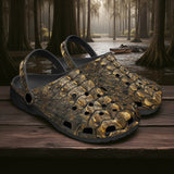 Classic Clogs Gold Alligator Pattern Print