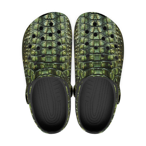 Classic Clogs Green Alligator Pattern Print