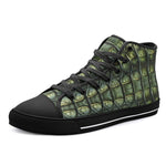 High-Top Canvas Shoes Green Alligator Pattern Print