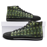 High-Top Canvas Shoes Green Alligator Pattern Print