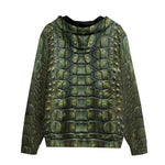 Men's Zip Up Hoodie Green Alligator Pattern Print