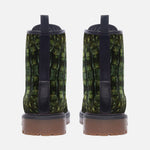 Leather Boots Green Alligator Pattern Print