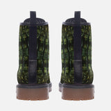 Leather Boots Green Alligator Pattern Print
