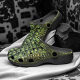 Classic Clogs Green Alligator Pattern Print