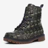 Leather Boots Gray Alligator Texture Print