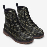 Leather Boots Gray Alligator Texture Print