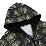 Men's Zip Up Hoodie Gray Alligator Texture Print