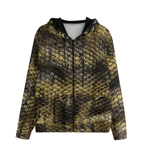 Men's Zip Up Hoodie Golden Snake Skales