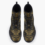 Casual Leather Chunky Boots Golden Snake Skales