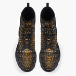 Casual Leather Chunky Boots Golden Reptile Skales