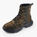 Casual Leather Chunky Boots Golden Reptile Skales