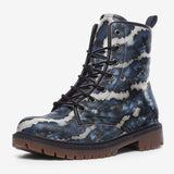 Leather Boots Blue Snake Skales Print