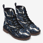 Leather Boots Blue Snake Skales Print