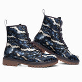 Leather Boots Blue Snake Skales Print