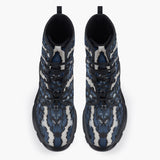 Casual Leather Chunky Boots Blue Snake Skales Print