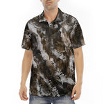 Men's Polo Shirt Brown Snake Skin Print