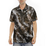 Men's Polo Shirt Brown Snake Skin Print