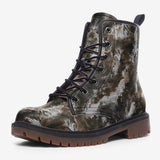 Leather Boots Brown Snake Skin Print